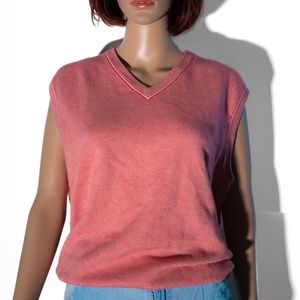 Vintage Brooks Brothers Red and White Knit Preppy V-neck Vest - L